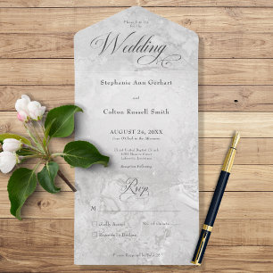 モダングレーマーブル ミニマル 夕食なし オールインワン招待状