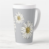 モダングレーヨーデイジー花柄コーヒーマグ カフェラテマグ (右アングル)