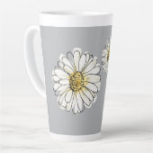 モダングレーヨーデイジー花柄コーヒーマグ カフェラテマグ (左アングル)