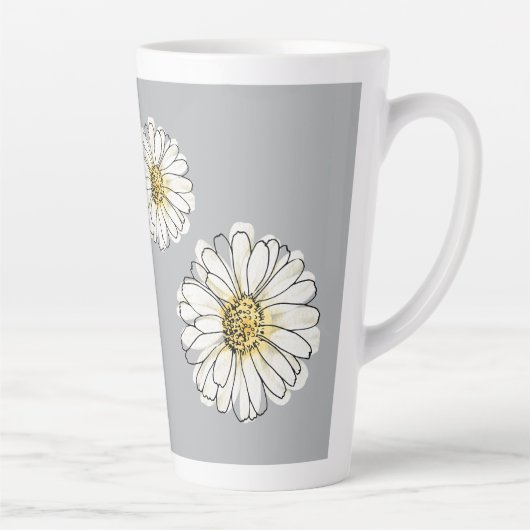 モダングレーヨーデイジー花柄コーヒーマグ カフェラテマグ (右)