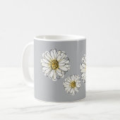 モダングレーヨーデイジー 花柄 コーヒー 巨大マグ コーヒーマグカップ (正面左)