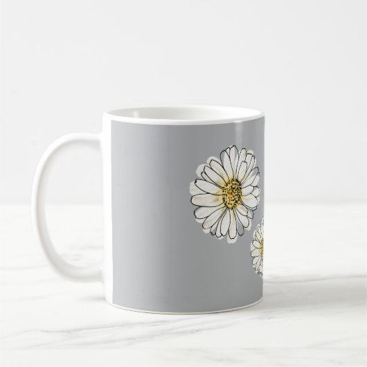 モダングレーヨーデイジー 花柄 コーヒー 巨大マグ コーヒーマグカップ (左)