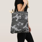 モダングレー抽象カモフラージュ トートバッグ (クローズアップ)