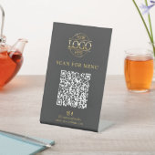 モダングレー ビジネス ロゴ 非接触QRコード メニュー 台座サイン (インサイチュ)