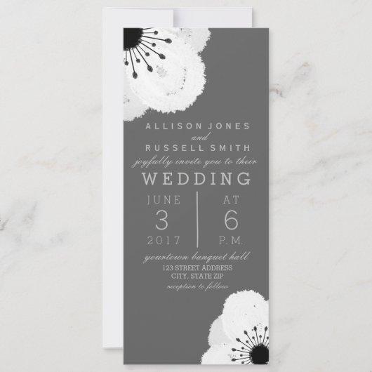 モダングレー＋ホワイトアネモネウェディング 招待状 (正面)