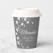 モダングレー＆ホワイトフラワーのブライダルシャワー 紙コップ (裏面)