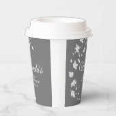 モダングレー＆ホワイトフラワーのブライダルシャワー 紙コップ (右)