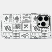 モダングレー＋ホワイト抽象モノグラム柄 Case-Mate iPhoneケース (裏面 (横))