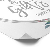 モダングレー | 花のリース カードとギフト サイン (角)