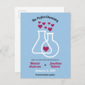 モダンケミストリー ハート ウェディング セーブ・ザ・デート 案内ポストカード (正面/裏面)