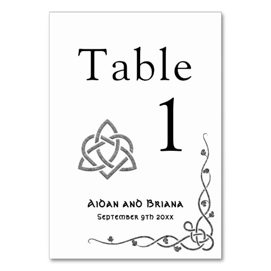 モダンケルトの記号と葉 テーブルナンバー (正面)