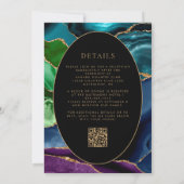 モダンゲート金ゴールド楕円フレームQRコー結婚ド 招待状 (裏面)