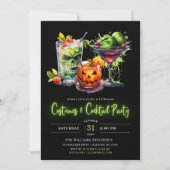 モダンコスチューム&カクテルネオンハローウィンパーティ 招待状 (正面)