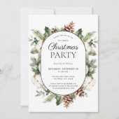 モダンコットン ウィンター グリーンナリー クリスマスパーティ 招待状 (正面)