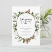 モダンコットン ウィンター グリーンナリー クリスマスパーティ 招待状 (スタンド正面)