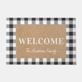 モダンコテージバッファローチェックファミリ名 ドアマット (正面)