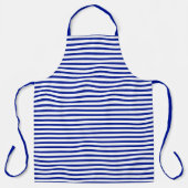 モダンコバルトブルーと白のパタストライプーン エプロン (正面)