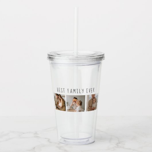 モダンコラージュ写真と最高の家族の今までギフト最高のを集める アクリルタンブラー (正面)