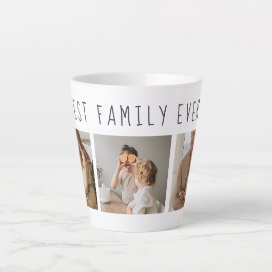 モダンコラージュ写真と最高の家族の今までギフト最高のを集める カフェラテマグ (正面)
