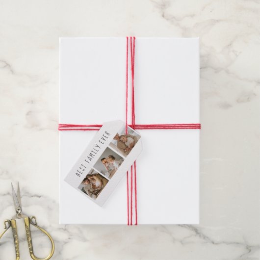 モダンコラージュ写真と最高の家族の今までギフト最高のを集める ギフトタグ (より糸付き)