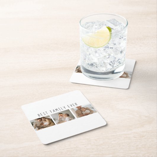 モダンコラージュ写真と最高の家族の今までギフト最高のを集める スクエアペーパーコースター (インサイチュ)