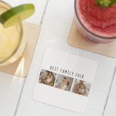 モダンコラージュ写真と最高の家族の今までギフト最高のを集める スクエアペーパーコースター