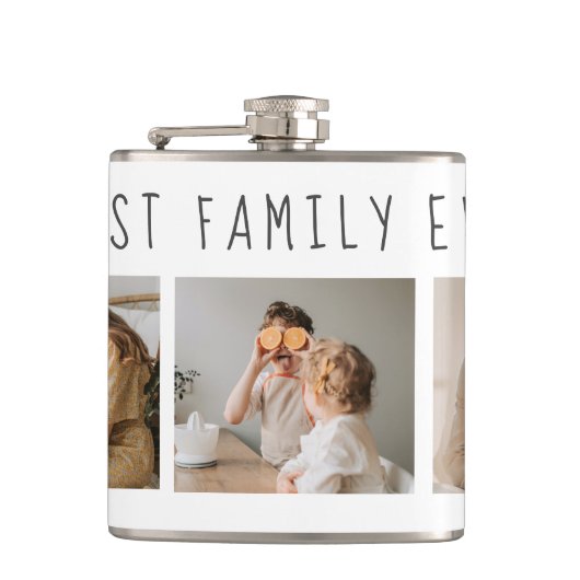 モダンコラージュ写真と最高の家族の今までギフト最高のを集める フラスク (正面)