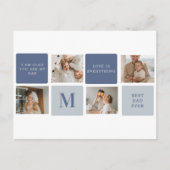 モダンコラージュ写真 & 青い 幸せな父の日 ギフト ポストカード (正面)