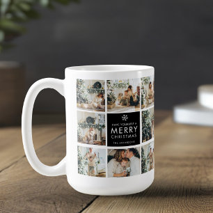 モダンコラージュ“Merry Christmas”複数写真入り コーヒーマグカップ