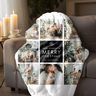 モダンコラージュ“Merry Christmas”複数写真入り シェルパブランケット
