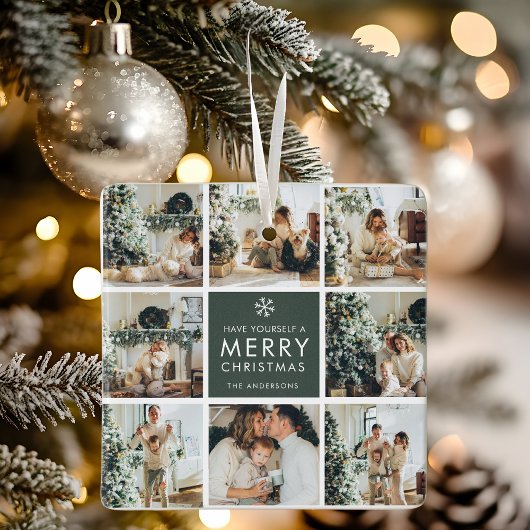 モダンコラージュ“Merry Christmas”複数写真 セラミックオーナメント
