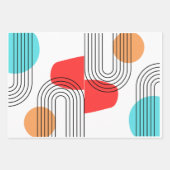 モダンコンテンポラリーアーチラインアートミニマルギフトラベル ラッピングペーパーシート (正面)