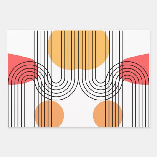 モダンコンテンポラリーアーチラインアートミニマル抽象芸術 ラッピングペーパーシート (正面3)