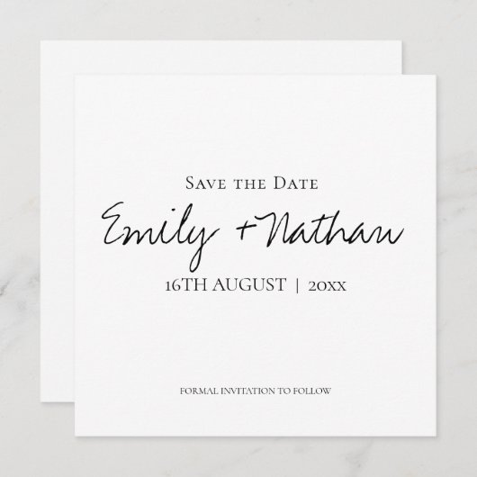 モダンコンテンポラリークラシック白黒結婚ズ セーブザデート (正面/裏面)