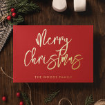 モダンコンテンポラリークリスマス 箔シーズンカード<br><div class="desc">メリークリスマスカーモダンド：金ゴールドフォイルとクラシック赤の背景にコンテンポラリーと&トレンディータイポグラフィを持つデザイン。</div>