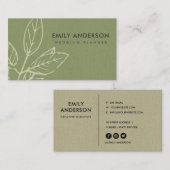 モダンコンテンポラリーグリーンクラフト白葉品 名刺 (正面/裏面)