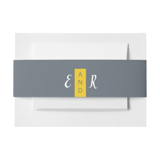 モダンコンテンポラリーグレー結婚イエロー 招待状ベリーバンド (正面例)