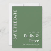モダンコンテンポラリーセージ・グリーン結婚ミニマル セーブザデート (正面)