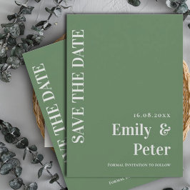 モダンコンテンポラリーセージ・グリーン結婚ミニマル セーブザデート