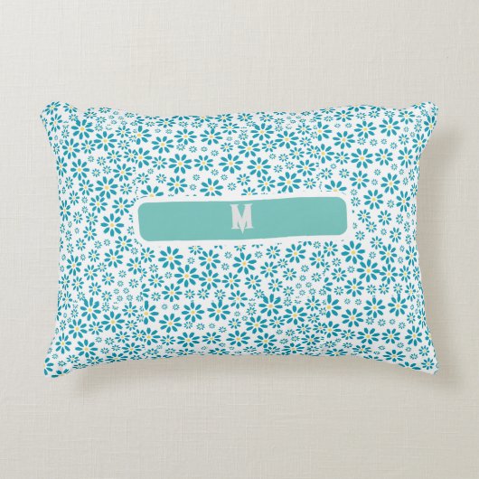 モダンコンテンポラリーデイジー花イニシャル アクセントクッション (正面)