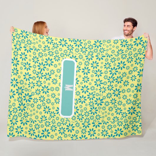 モダンコンテンポラリーデイジー花イニシャル フリースブランケット (インサイチュ)