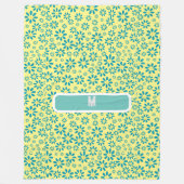 モダンコンテンポラリーデイジー花イニシャル フリースブランケット (正面)