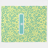 モダンコンテンポラリーデイジー花イニシャル フリースブランケット (正面(横))