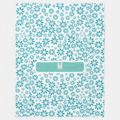 モダンコンテンポラリーデイジー花イニシャル フリースブランケット (正面)