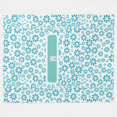 モダンコンテンポラリーデイジー花イニシャル フリースブランケット (正面(横))