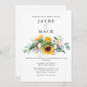 モダンコンテンポラリーデザインひまわり結婚の 招待状 (正面/裏面)