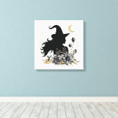 モダンコンテンポラリーハロウィーンの魔女 キャンバスプリント (インサイチュ (ウッドフロア))