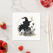 モダンコンテンポラリーハロウィーンの魔女 スタンダードカクテルナプキン (インサイチュ)