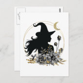 モダンコンテンポラリーハロウィーンの魔女 ポストカード (正面/裏面)