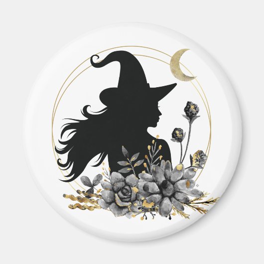 モダンコンテンポラリーハロウィーンの魔女 マグネット (正面)